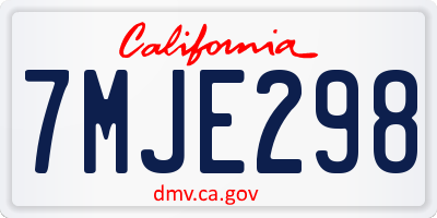 CA license plate 7MJE298