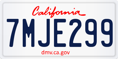 CA license plate 7MJE299