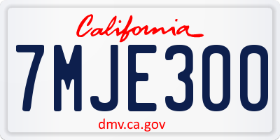 CA license plate 7MJE300