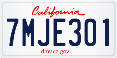 CA license plate 7MJE301