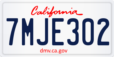 CA license plate 7MJE302