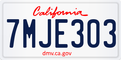 CA license plate 7MJE303