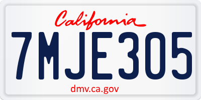 CA license plate 7MJE305