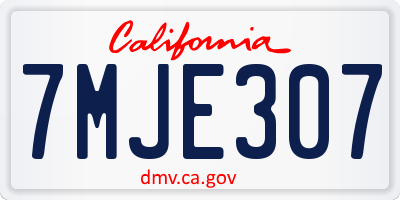 CA license plate 7MJE307