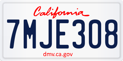 CA license plate 7MJE308