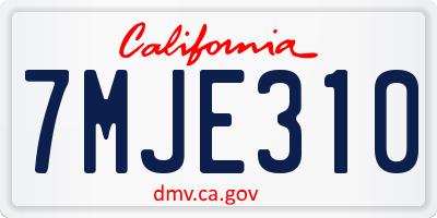CA license plate 7MJE310