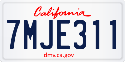 CA license plate 7MJE311