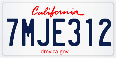 CA license plate 7MJE312