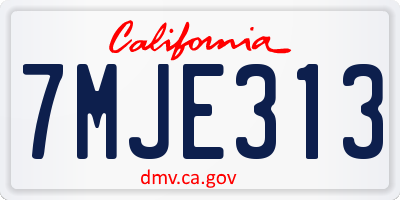 CA license plate 7MJE313