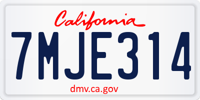 CA license plate 7MJE314
