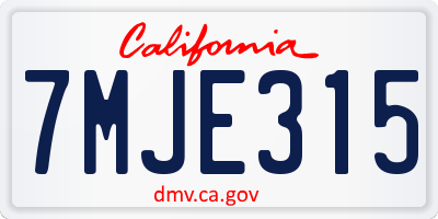CA license plate 7MJE315