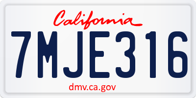 CA license plate 7MJE316