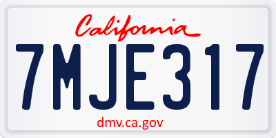 CA license plate 7MJE317
