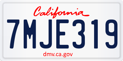 CA license plate 7MJE319
