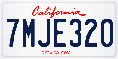 CA license plate 7MJE320