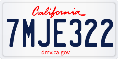 CA license plate 7MJE322