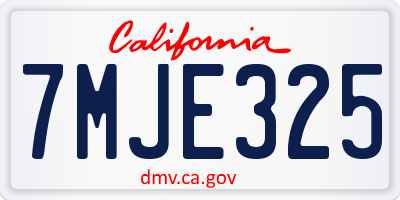 CA license plate 7MJE325