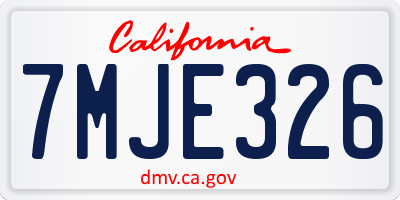 CA license plate 7MJE326
