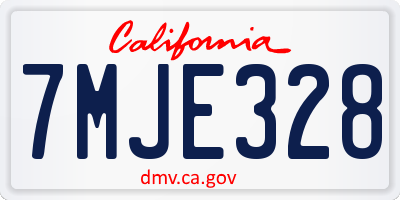 CA license plate 7MJE328