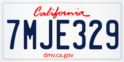 CA license plate 7MJE329