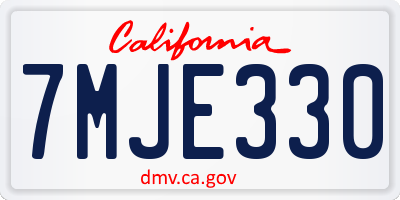 CA license plate 7MJE330