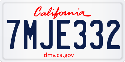 CA license plate 7MJE332