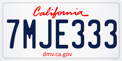 CA license plate 7MJE333