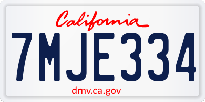 CA license plate 7MJE334