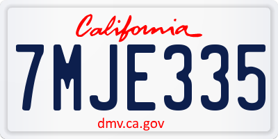 CA license plate 7MJE335