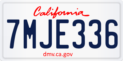 CA license plate 7MJE336