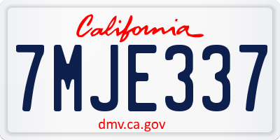 CA license plate 7MJE337
