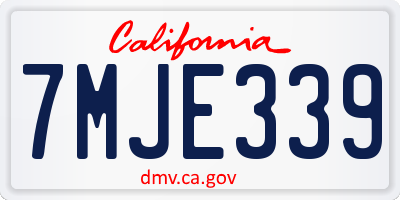 CA license plate 7MJE339
