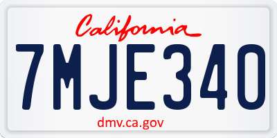 CA license plate 7MJE340