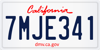 CA license plate 7MJE341
