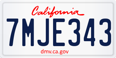 CA license plate 7MJE343