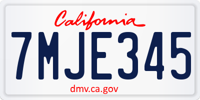 CA license plate 7MJE345