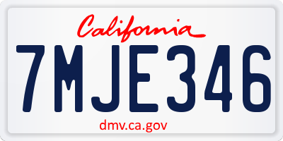 CA license plate 7MJE346