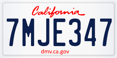 CA license plate 7MJE347