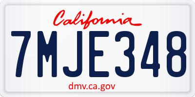 CA license plate 7MJE348