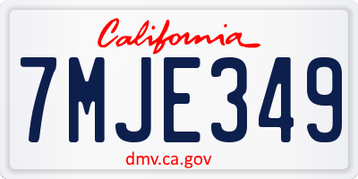 CA license plate 7MJE349