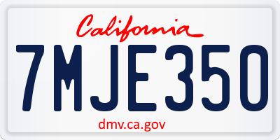 CA license plate 7MJE350