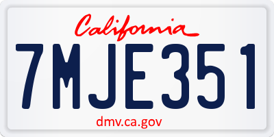 CA license plate 7MJE351