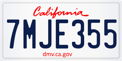CA license plate 7MJE355