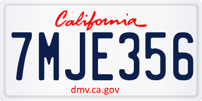 CA license plate 7MJE356