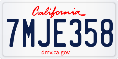 CA license plate 7MJE358