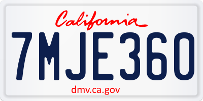 CA license plate 7MJE360