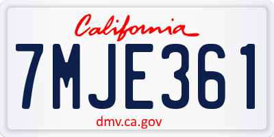 CA license plate 7MJE361