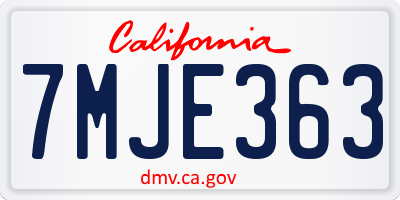 CA license plate 7MJE363