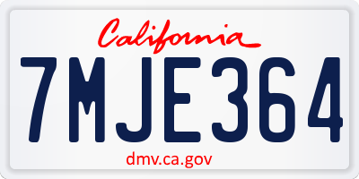 CA license plate 7MJE364