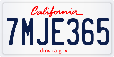 CA license plate 7MJE365